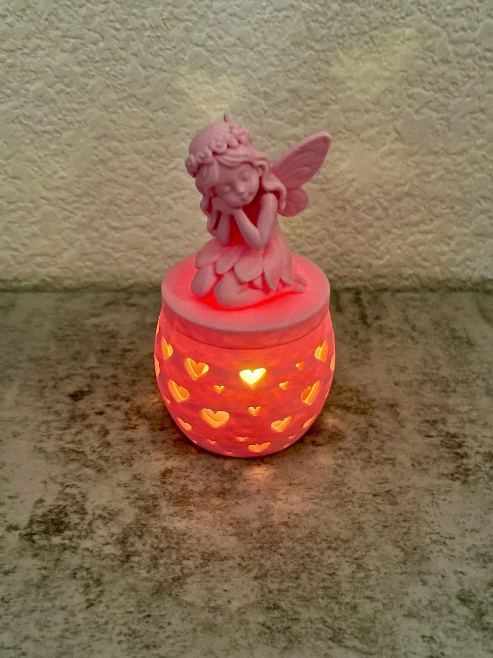 Pink Fairy Heart Tea Light Holder - Home Accents